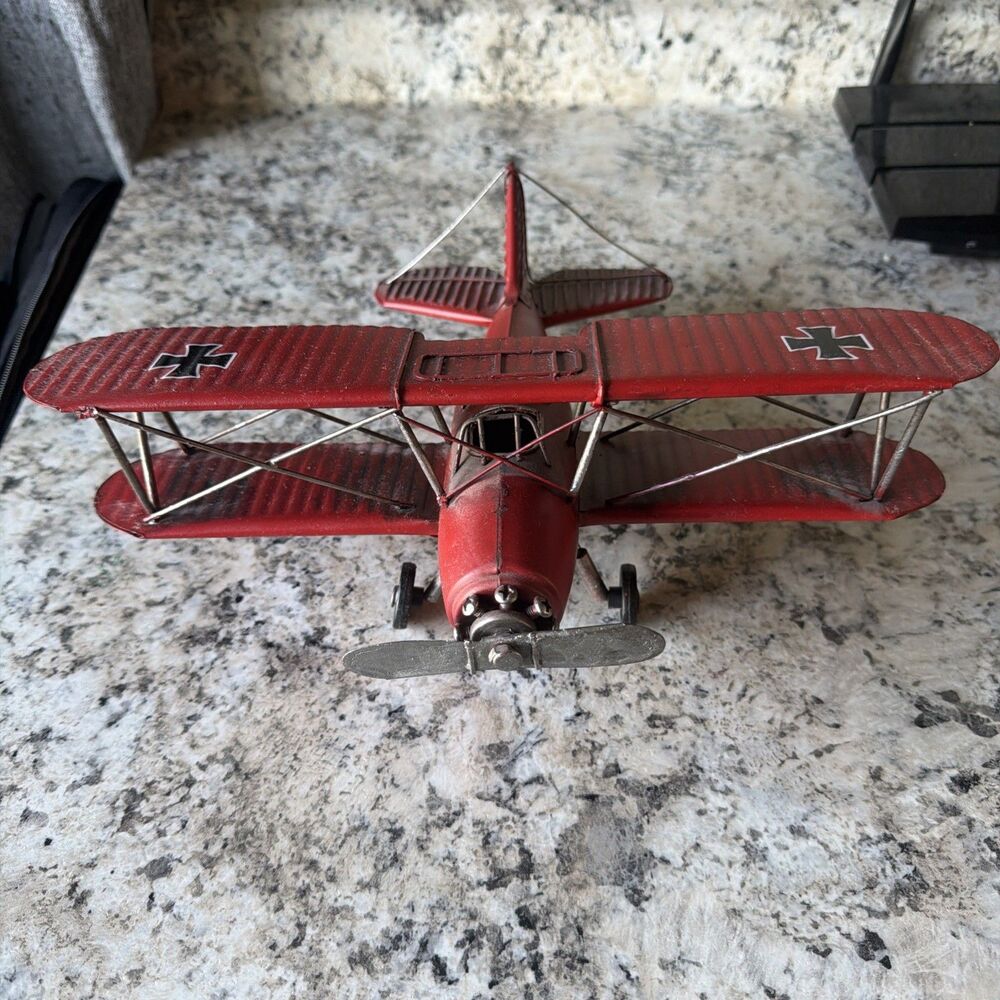 Red Baron German Bi-Plane WW1 Tin Metal Decorative Model